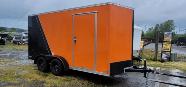 Continental Cargo VHW714TA2 Extra Height Ramp Door RV Door Two Tone Black Orange 7x14