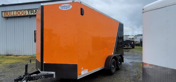 Continental Cargo VHW714TA2 Extra Height Ramp Door RV Door Two Tone Black Orange 7x14